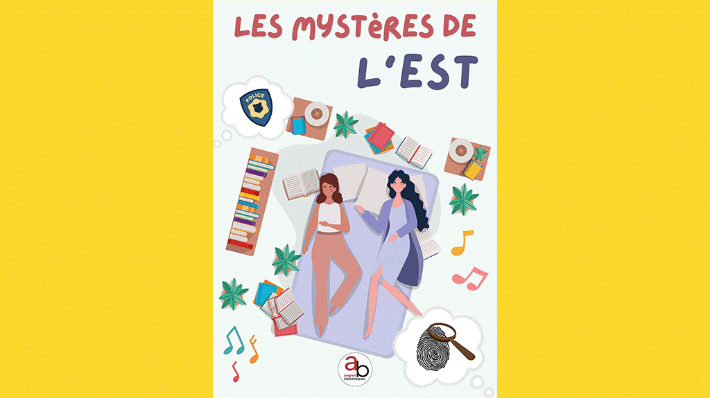 Illustration de deux femmes qui dorment entourées de livres, de plantes et de notes de musique.